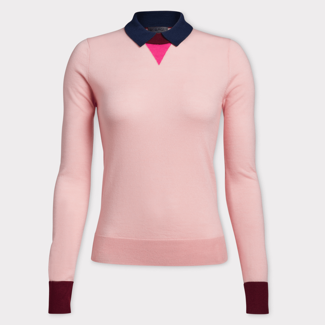 LONG SLEEVE LAYERED POLO SWEATER 女士 分層式美利奴羊毛長袖 POLO 衫
