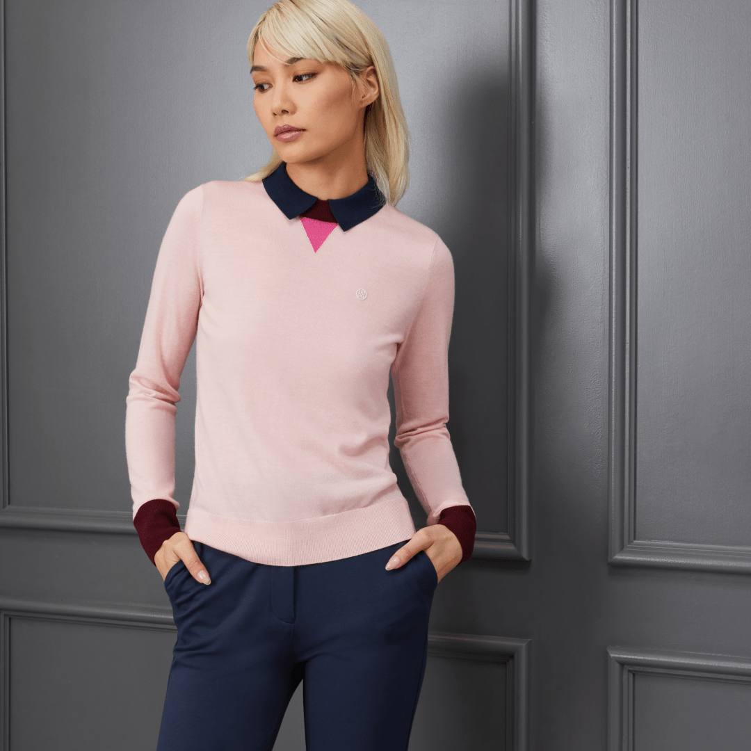 LONG SLEEVE LAYERED POLO SWEATER 女士 分層式美利奴羊毛長袖 POLO 衫