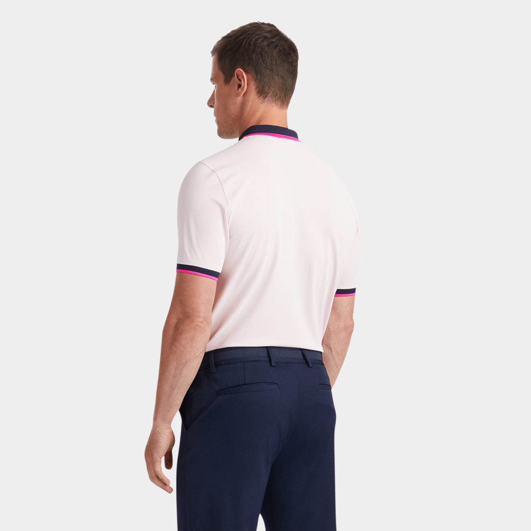 EMBOSSED LOGO RIB COLLAR QUARTER ZIP TECH PIQUÉ 男士 短袖POLO衫