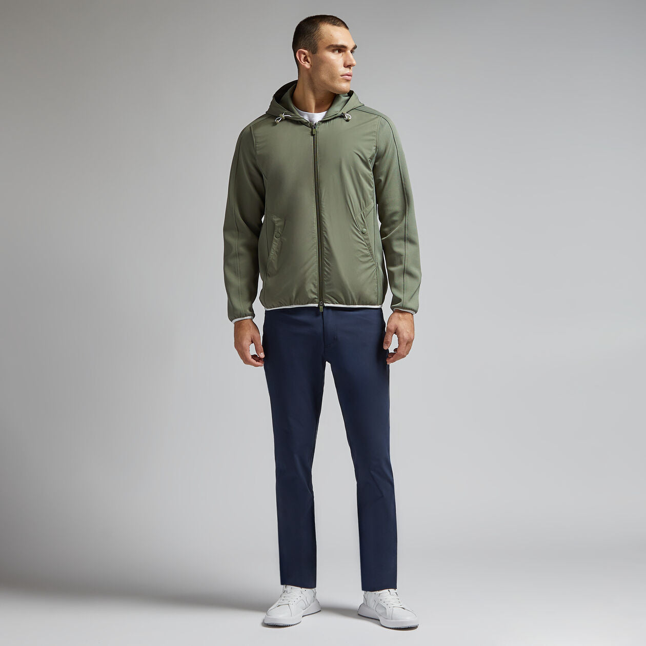 24-WIND CONTROL DOUBLE KNIT PIQUÉ HOODED JACKET 男士 外套
