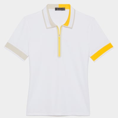 ZIP POLO W/ CONTRAST COLLAR & CUFF 女士 撞色短袖POLO衫