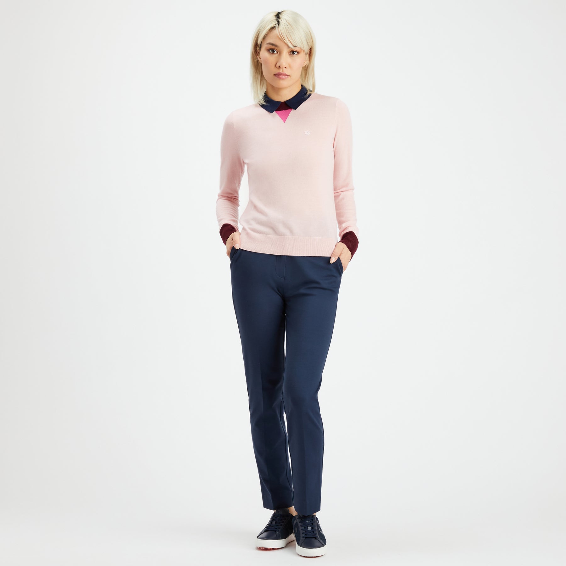 LONG SLEEVE LAYERED POLO SWEATER 女士 分層式美利奴羊毛長袖 POLO 衫