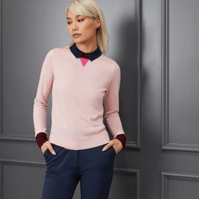 LONG SLEEVE LAYERED POLO SWEATER 女士 分層式美利奴羊毛長袖 POLO 衫