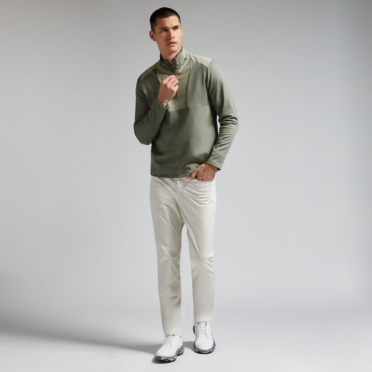 24-DOUBLE KNIT QUARTER ZIP 男士 拉鍊長袖上衣