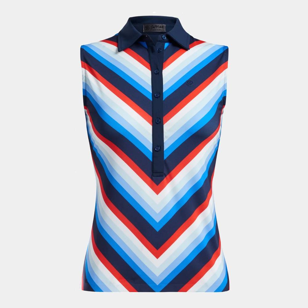 CHEVRON STRIPE SLEEVELESS POLO 女士 無袖POLO衫