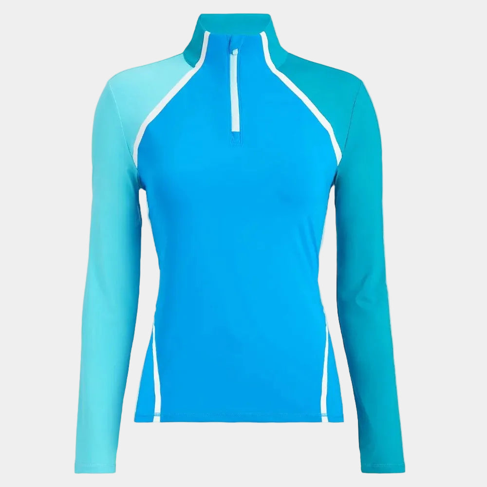 COLOUR BLOCK SILKY TECH QUARTER ZIP PULLOVER 女士 拉鍊套頭衫