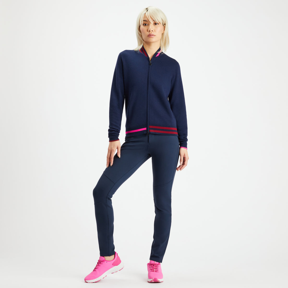 FULL-ZIP BOMBER SWEATER 女士 羊毛拉鍊長袖上衣